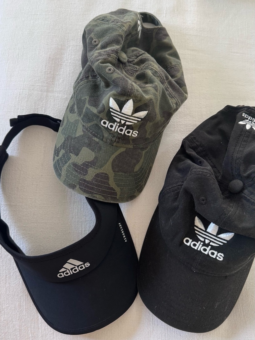adidas Camouflage Baseball Cap & Black Hats Trio